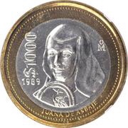 1000 Pesos Pattern; Bimetallic reverse image