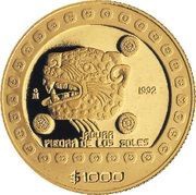 1000 Pesos Jaguar - 1 oz Gold Bullion, Mexico, 1992 reverse image