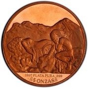 5 Onzas Pattern; Popocatepetl E Iztaccihuatl; Copper reverse image