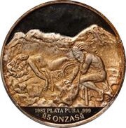 5 Onzas Pattern; Popocatepetl E Iztaccihuatl ; Silver; Piefort reverse image