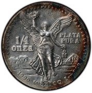 ¼ Onza "Libertad" Pattern, Mexico, 1990 reverse image