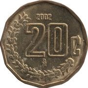 20 Centavos large type, Mexico, 1992-2009 reverse image