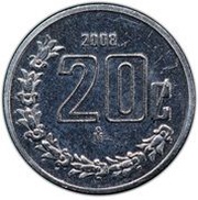 20 Centavos Pattern; stainless steel reverse image