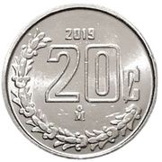20 Centavos small type, Mexico, 2009-2019 reverse image