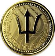 5 Dollars Trident, Barbados, 2017 reverse image