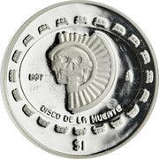 1 Peso Disco de la Muerte - 1/4 oz Silver Bullion, Mexico, 1997-1998 reverse image