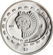 2 Pesos Disco de la Muerte - 1/2 oz Silver Bullion, Mexico, 1997-1998 reverse image