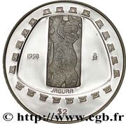 2 Pesos Jaguar - 1/2 oz Silver Bullion, Mexico, 1998 reverse image