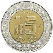 5 Nuevos Pesos, Mexico, 1992-1995 reverse image
