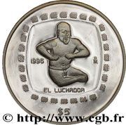 5 Pesos El Luchador - 1 oz Silver Bullion, Mexico, 1996-1997 reverse image
