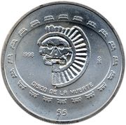 5 Pesos Disco De La Muerte - 1 oz Silver Bullion, Mexico, 1997-1998 reverse image