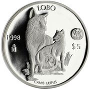 5 Pesos Lobo, Mexico, 1997-1998 reverse image