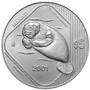 5 Pesos Manati, Mexico, 2001 reverse image