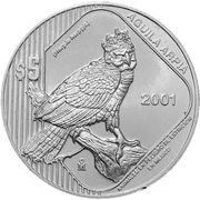 5 Pesos Aguila Arpia, Mexico, 2001 reverse image