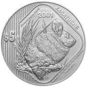 5 Pesos Zacatuche, Mexico, 2001 reverse image