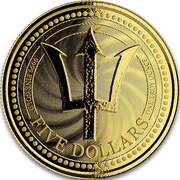 5 Dollars Trident, Barbados, 2019 reverse image