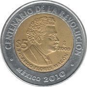 5 Pesos Ricardo Flores Magón reverse image