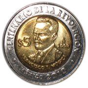 5 Pesos Francisco J. Múgica, Mexico, 2008 reverse image