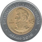5 Pesos Agustín de Iturbide reverse image