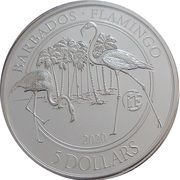 5 Dollars Flamingo, Barbados, 2020 reverse image