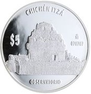 5 Pesos Observatorio, Mexico, 2012 reverse image