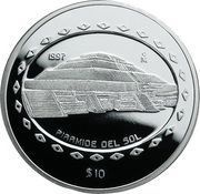 10 Pesos Pirámide del Sol - 5 oz Silver Bullion, Mexico, 1997-1998 reverse image