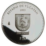 10 Pesos Yucatan - Silver Proof Issue, Mexico, 2003 reverse image