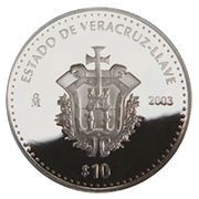 10 Pesos Veracruz - Silver Proof Issue, Mexico, 2003 reverse image