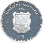 10 Pesos Tamaulipas - Silver Proof Issue, Mexico, 2004 reverse image