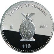 10 Pesos Sinaloa - Silver Proof Issue, Mexico, 2004 reverse image
