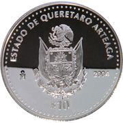 10 Pesos Querétaro - Silver Proof Issue, Mexico, 2004 reverse image