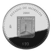 10 Pesos Morelos - Silver Proof Issue, Mexico, 2004 reverse image