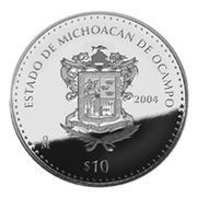 10 Pesos Michoacán - Silver Proof Issue, Mexico, 2004 reverse image
