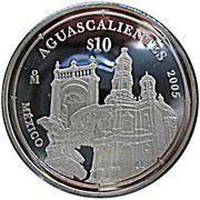 10 Pesos Aguascalientes - Silver Proof Issue, Mexico, 2005 reverse image