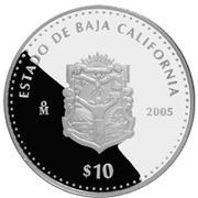10 Pesos Baja California - Silver Proof Issue, Mexico, 2005 reverse image