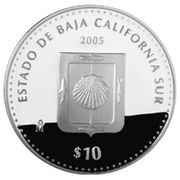 10 Pesos Baja California Sur - Silver Proof Issue, Mexico, 2005 reverse image