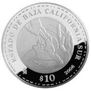 10 Pesos Baja California Sur - Silver Proof Issue, Mexico, 2006 reverse image