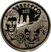 10 Pesos Guerrero - Silver Proof Issue, Mexico, 2006 reverse image