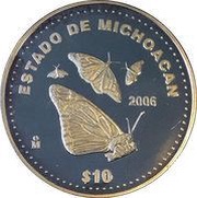 10 Pesos Michoacán - Silver Proof Issue, Mexico, 2006 reverse image