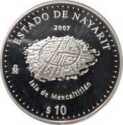 10 Pesos Nayarit - Silver Proof Issue, Mexico, 2007 reverse image