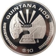 10 Pesos Quintana Roo - Silver Proof Issue, Mexico, 2007 reverse image