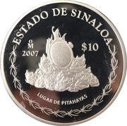 10 Pesos Sinaloa - Silver Proof Issue, Mexico, 2007 reverse image