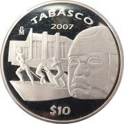 10 Pesos Tabasco - Silver Proof Issue, Mexico, 2007 reverse image