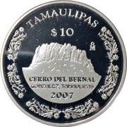 10 Pesos Tamaulipas - Silver Proof Issue, Mexico, 2007 reverse image