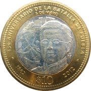 10 Pesos 150th Anniversary of the Battle of Puebla, Mexico, 2012 reverse image