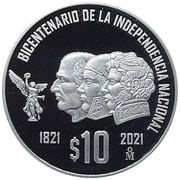 10 Pesos National Independence, Mexico, 2021 reverse image