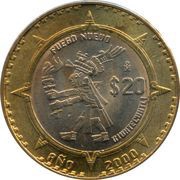 20 Pesos Xiuhtecuhtli, Mexico, 2000-2001 reverse image