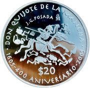 20 Pesos Don Quijote de la Mancha, Mexico, 2005 reverse image