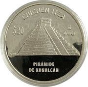 20 Pesos Pirámide de Kukulcán, Mexico, 2012 reverse image