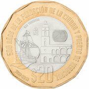 20 Pesos 500th Anniversary of Veracruz, Mexico, 2019 reverse image